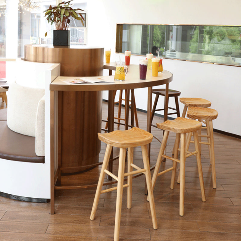 Contemporary Style Counter Stool Pine Solid Wood Bar Stool with Footrest