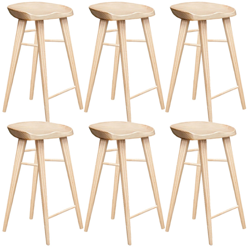 Contemporary Style Counter Stool Pine Solid Wood Bar Stool with Footrest