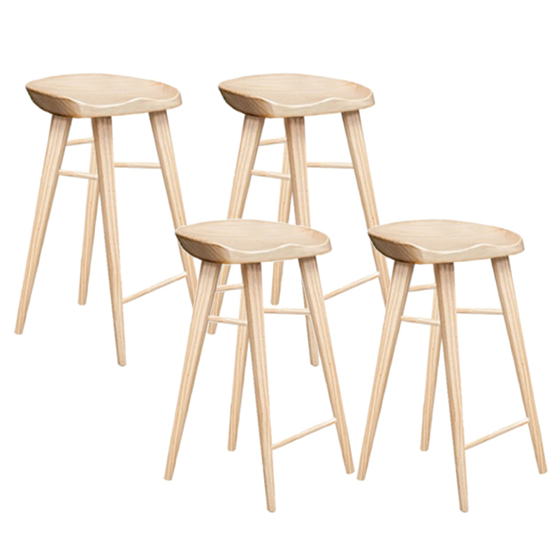 Contemporary Style Counter Stool Pine Solid Wood Bar Stool with Footrest