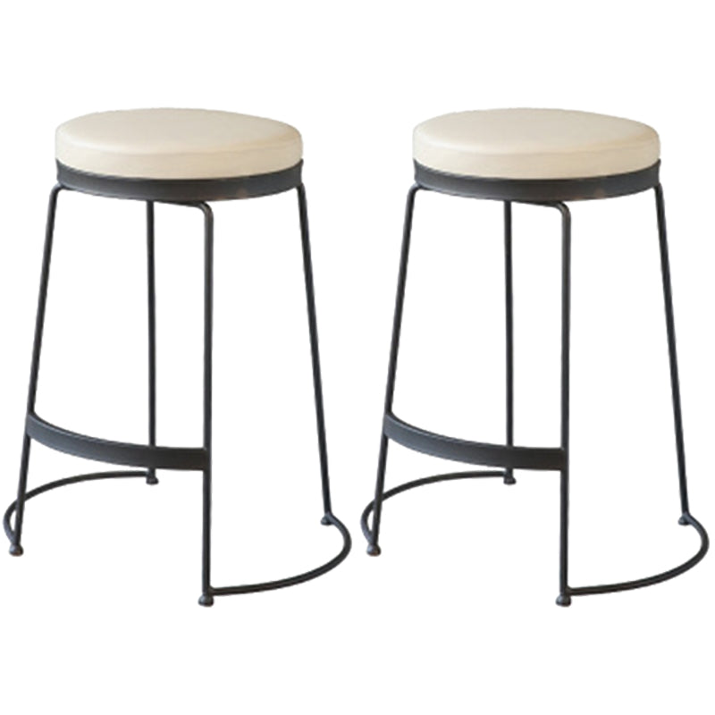 Modern Faux Leather Counter Stool Round Backless Bar Stool with Footrest