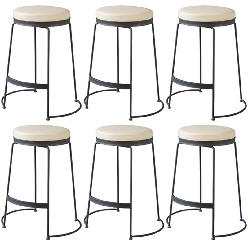 Modern Faux Leather Counter Stool Round Backless Bar Stool with Footrest
