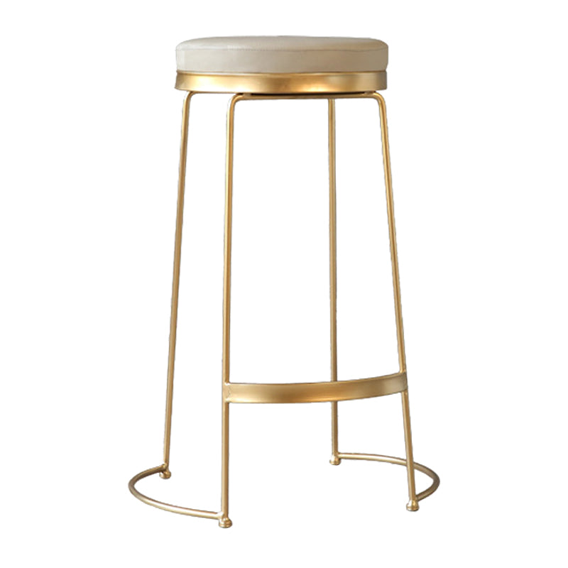 Modern Faux Leather Counter Stool Round Backless Bar Stool with Footrest