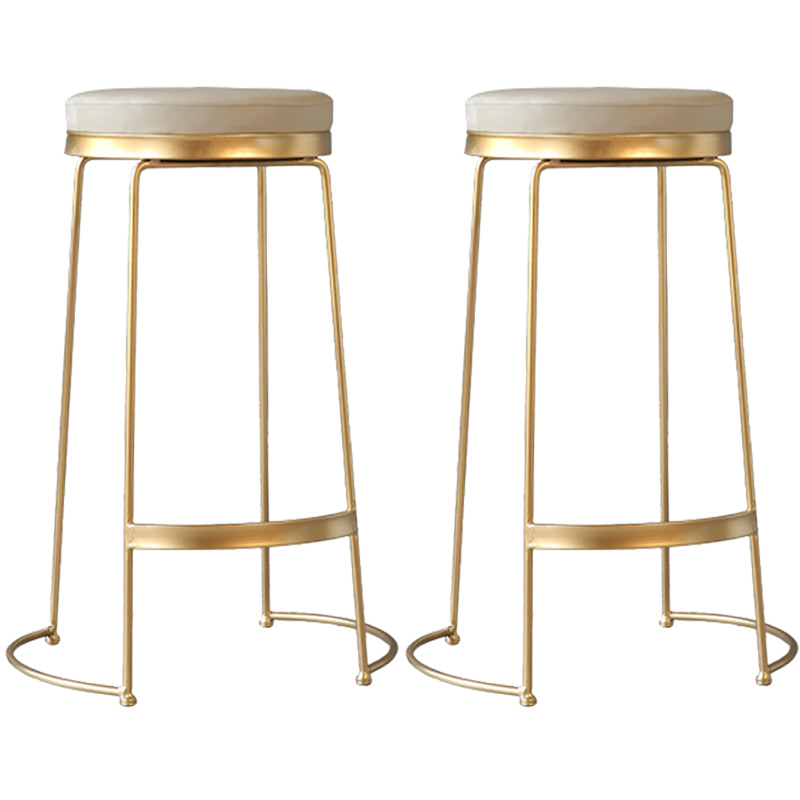 Modern Faux Leather Counter Stool Round Backless Bar Stool with Footrest