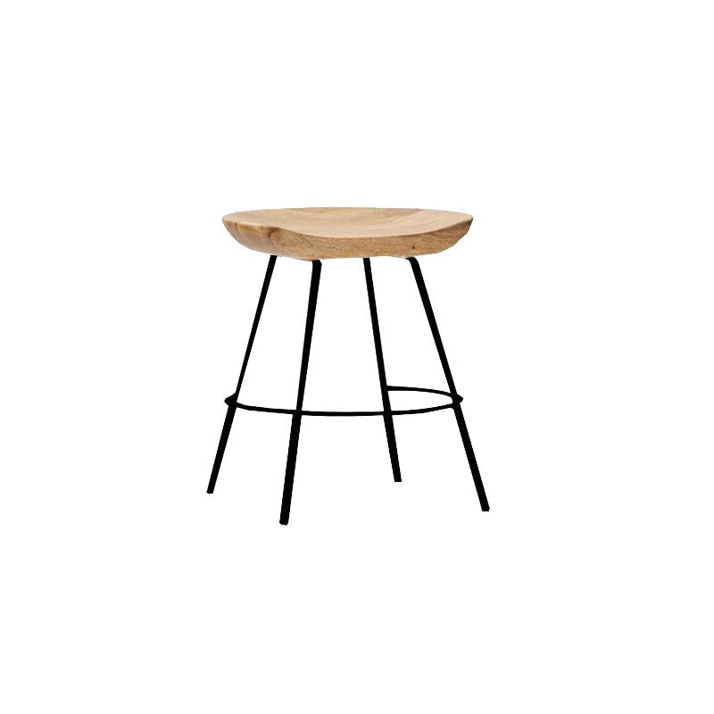 Contemporary Solid Wood Counter Stool Saddle Seat Living Room Bar Stool