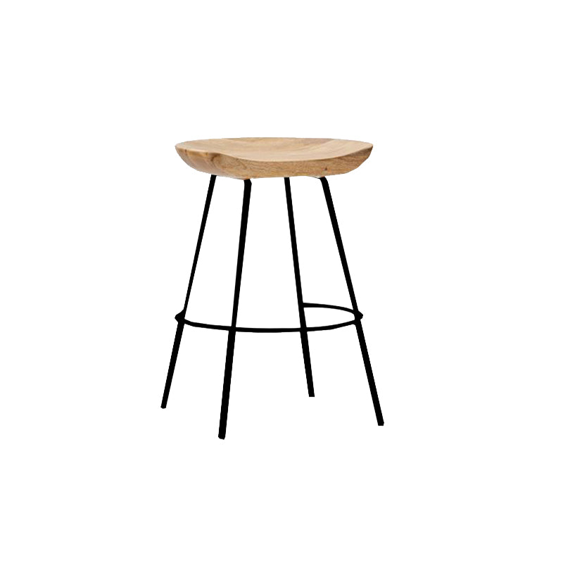 Contemporary Solid Wood Counter Stool Saddle Seat Living Room Bar Stool