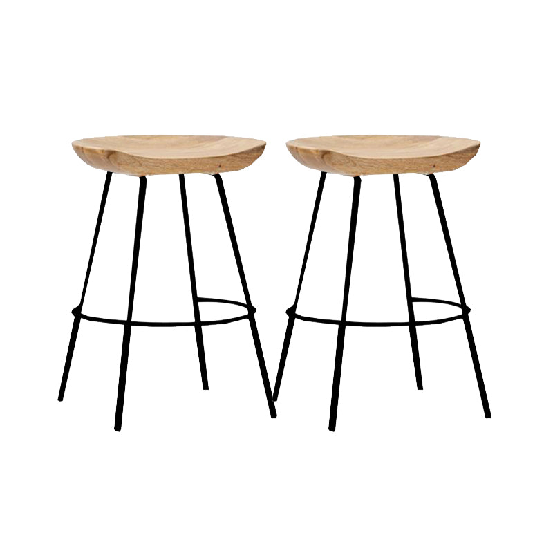 Contemporary Solid Wood Counter Stool Saddle Seat Living Room Bar Stool
