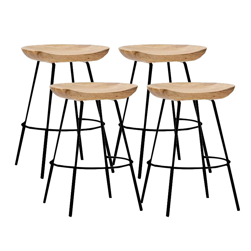 Contemporary Solid Wood Counter Stool Saddle Seat Living Room Bar Stool