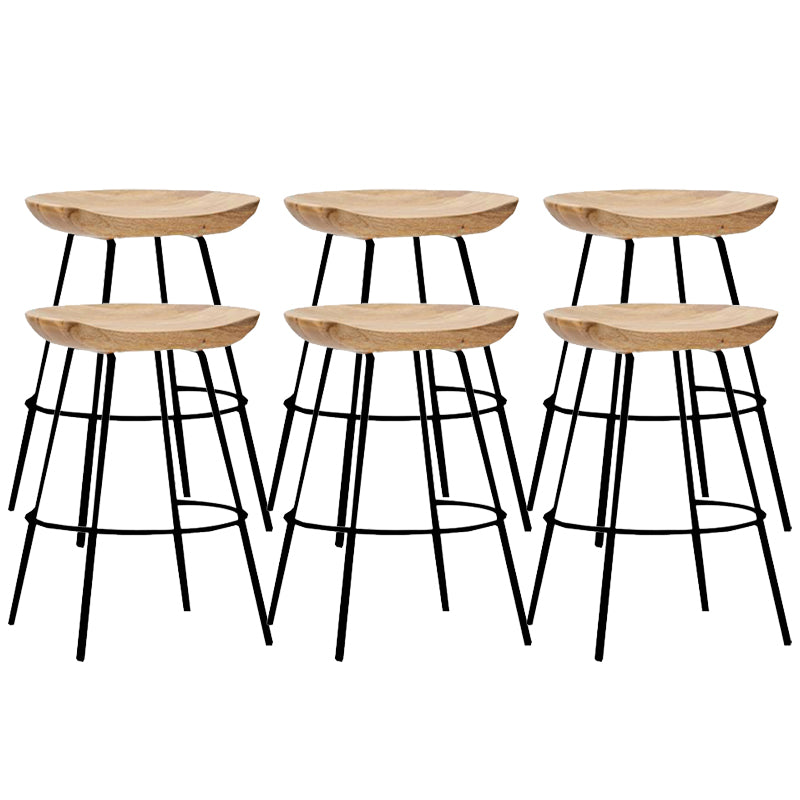 Contemporary Solid Wood Counter Stool Saddle Seat Living Room Bar Stool