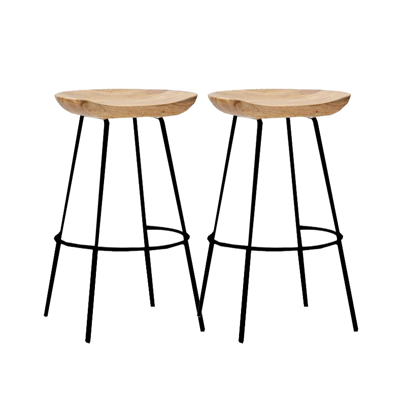 Contemporary Solid Wood Counter Stool Saddle Seat Living Room Bar Stool