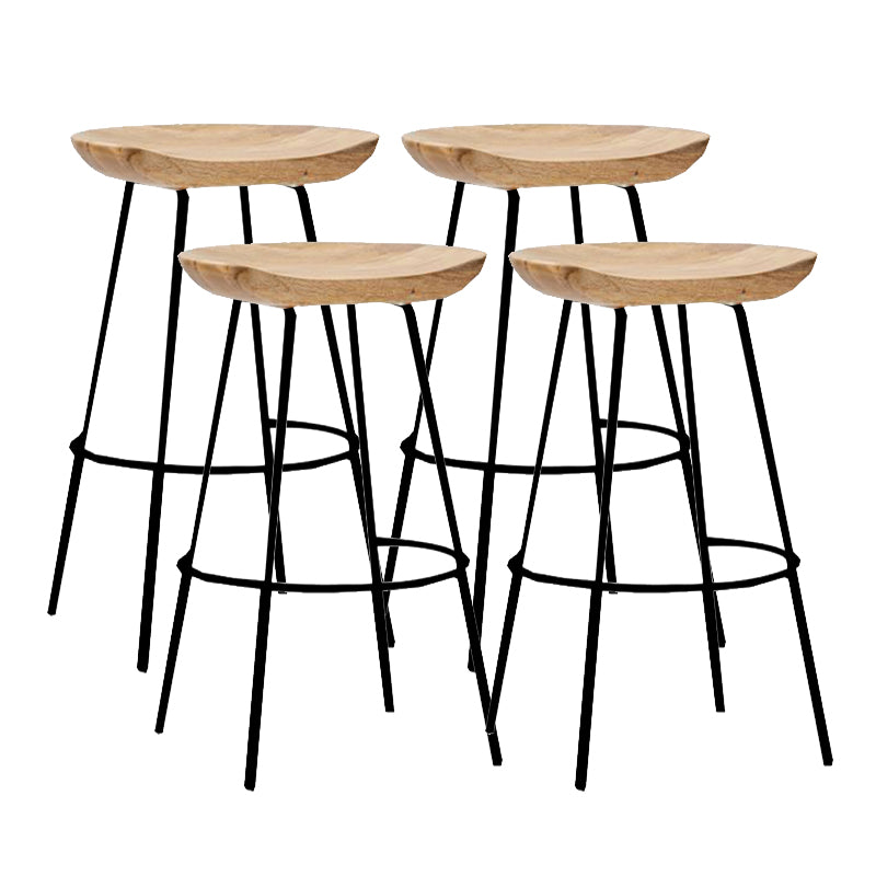 Contemporary Solid Wood Counter Stool Saddle Seat Living Room Bar Stool