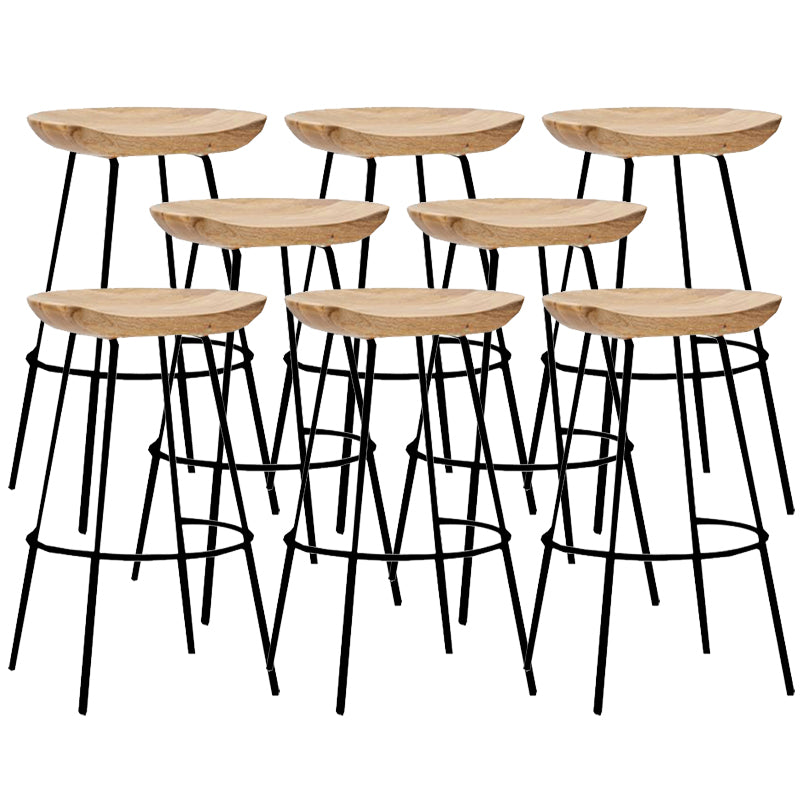 Contemporary Solid Wood Counter Stool Saddle Seat Living Room Bar Stool