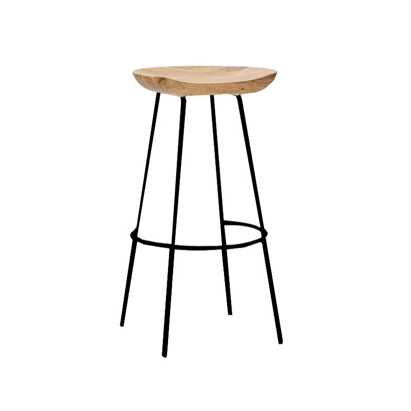 Contemporary Solid Wood Counter Stool Saddle Seat Living Room Bar Stool