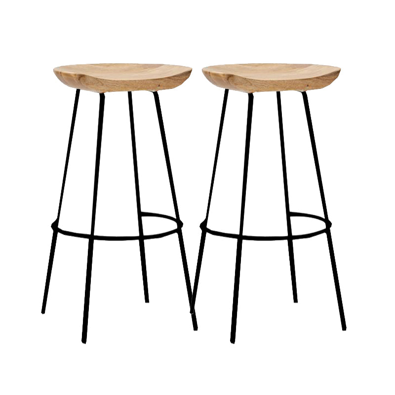 Contemporary Solid Wood Counter Stool Saddle Seat Living Room Bar Stool
