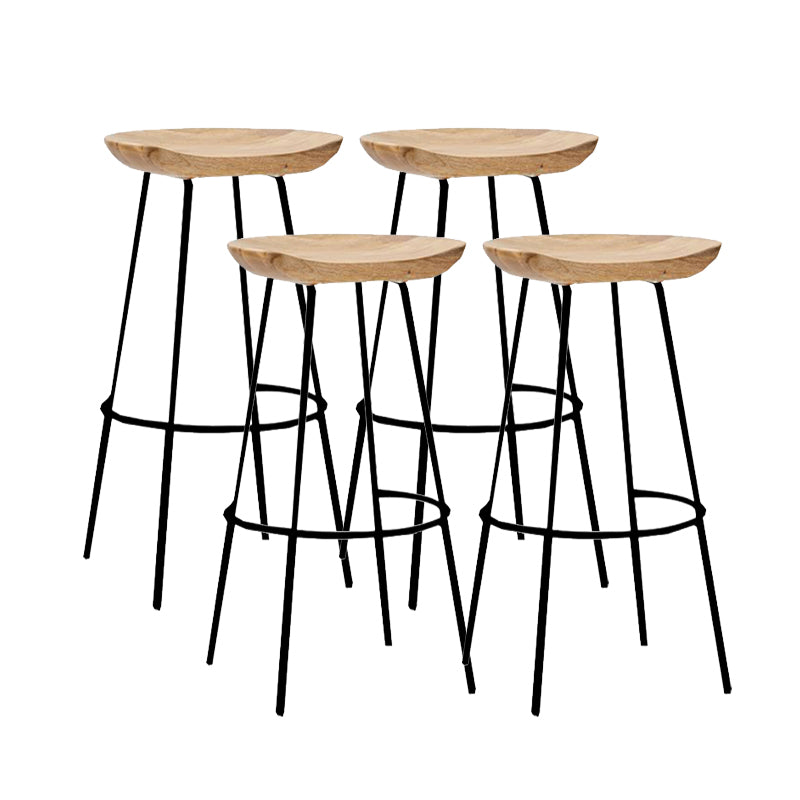 Contemporary Solid Wood Counter Stool Saddle Seat Living Room Bar Stool