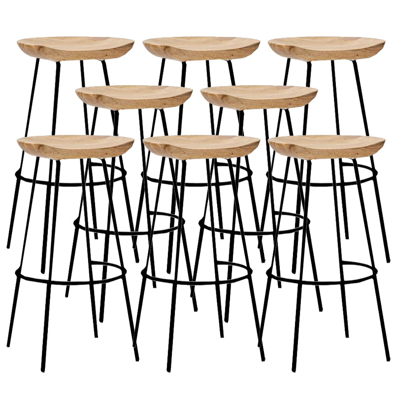 Contemporary Solid Wood Counter Stool Saddle Seat Living Room Bar Stool