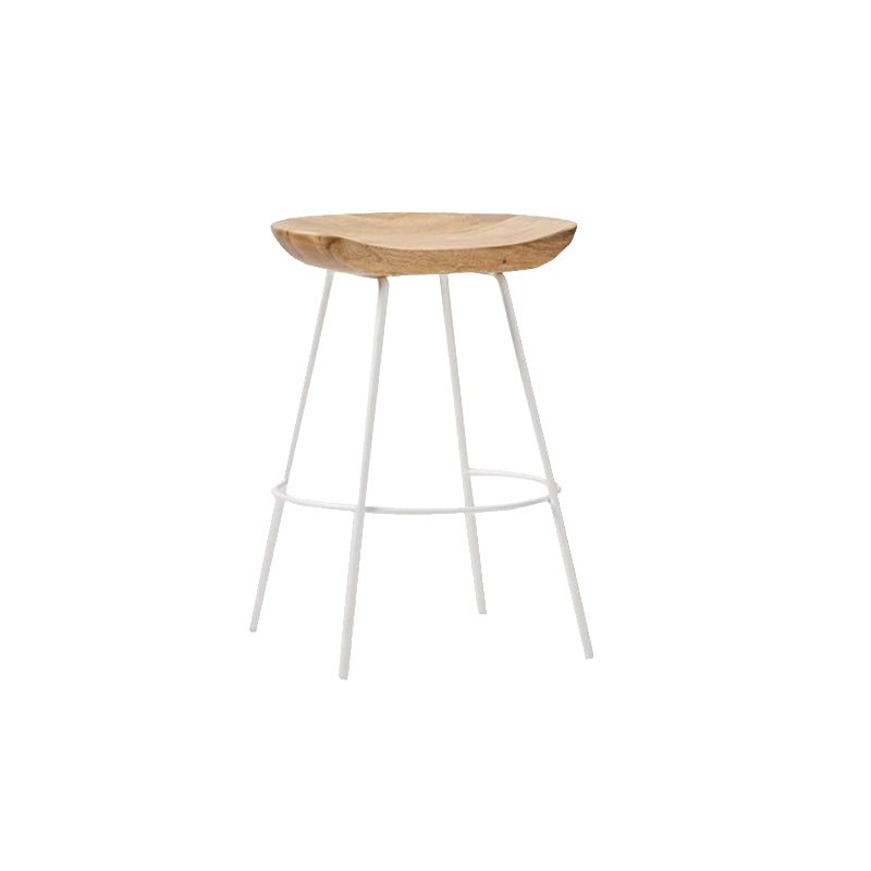 Contemporary Solid Wood Counter Stool Saddle Seat Living Room Bar Stool