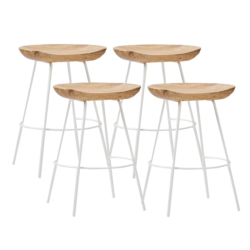 Contemporary Solid Wood Counter Stool Saddle Seat Living Room Bar Stool