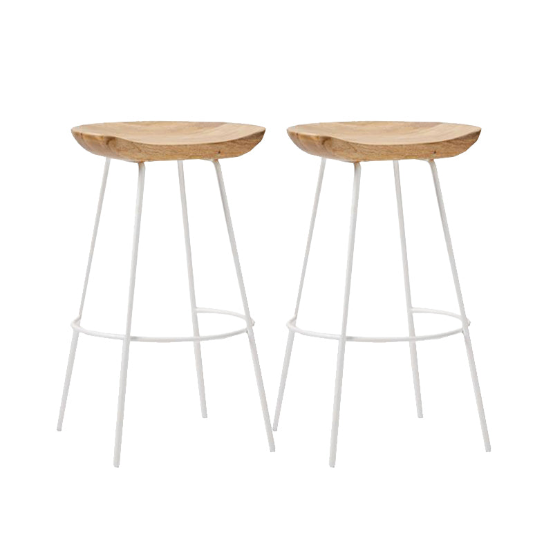 Contemporary Solid Wood Counter Stool Saddle Seat Living Room Bar Stool