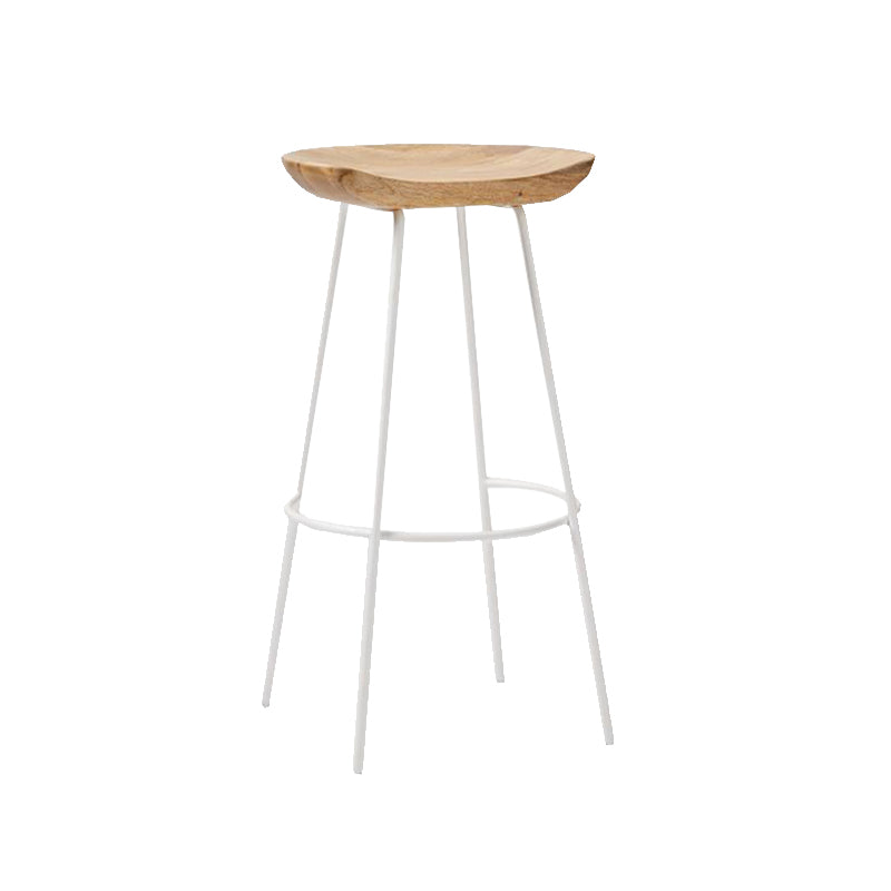 Contemporary Solid Wood Counter Stool Saddle Seat Living Room Bar Stool