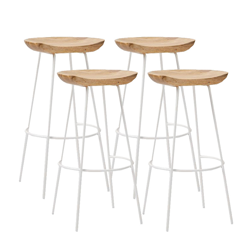 Contemporary Solid Wood Counter Stool Saddle Seat Living Room Bar Stool