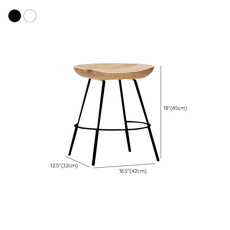 Contemporary Solid Wood Counter Stool Saddle Seat Living Room Bar Stool