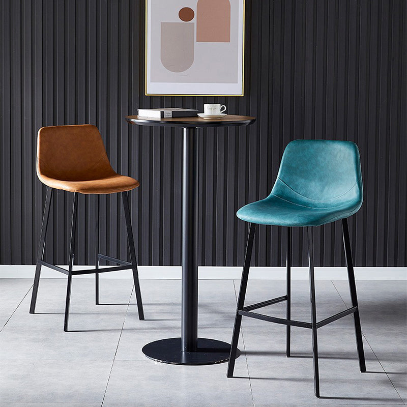 Contemporary Counter Stool Faux Leather Living Room Bar Stool with Metal Legs