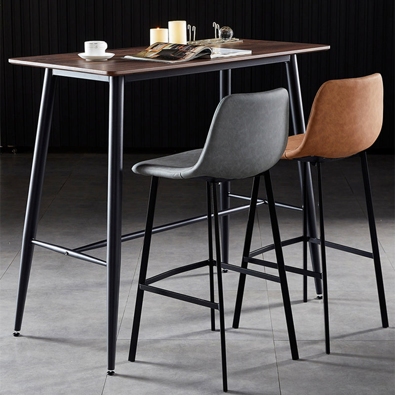 Contemporary Counter Stool Faux Leather Living Room Bar Stool with Metal Legs