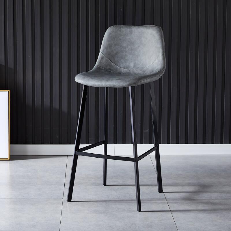 Contemporary Counter Stool Faux Leather Living Room Bar Stool with Metal Legs