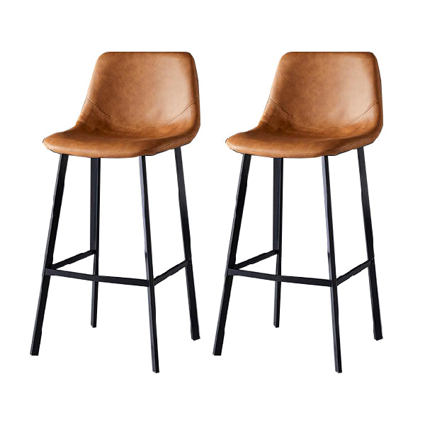 Contemporary Counter Stool Faux Leather Living Room Bar Stool with Metal Legs
