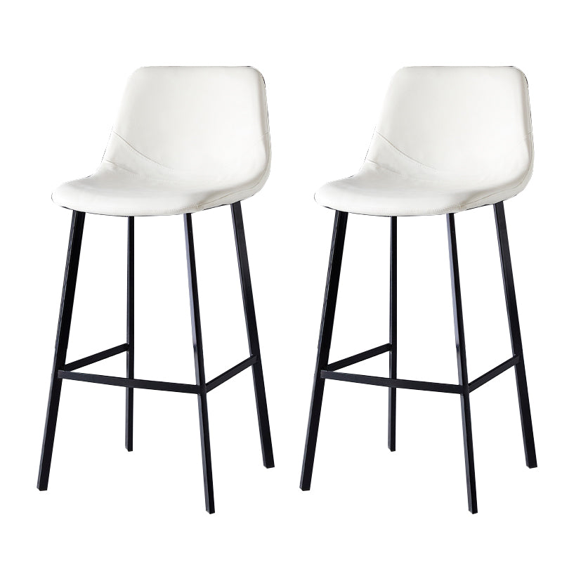 Contemporary Counter Stool Faux Leather Living Room Bar Stool with Metal Legs