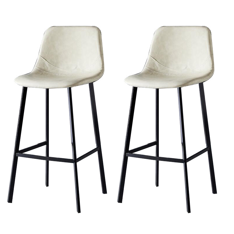 Contemporary Counter Stool Faux Leather Living Room Bar Stool with Metal Legs