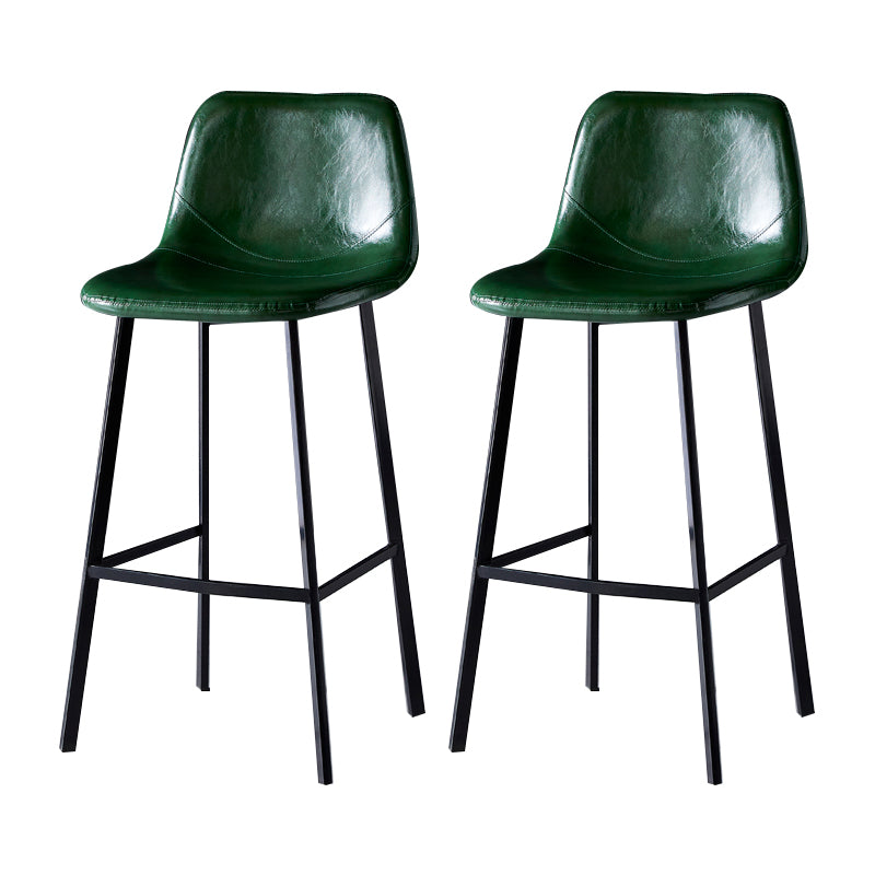 Contemporary Counter Stool Faux Leather Living Room Bar Stool with Metal Legs