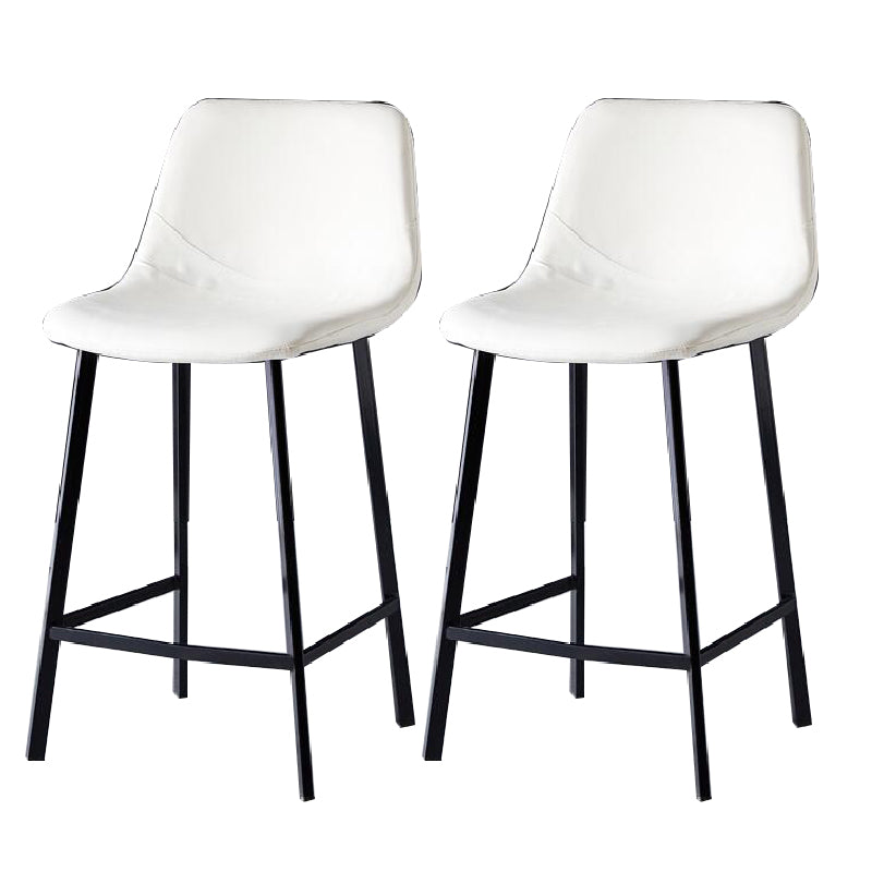 Contemporary Counter Stool Faux Leather Living Room Bar Stool with Metal Legs
