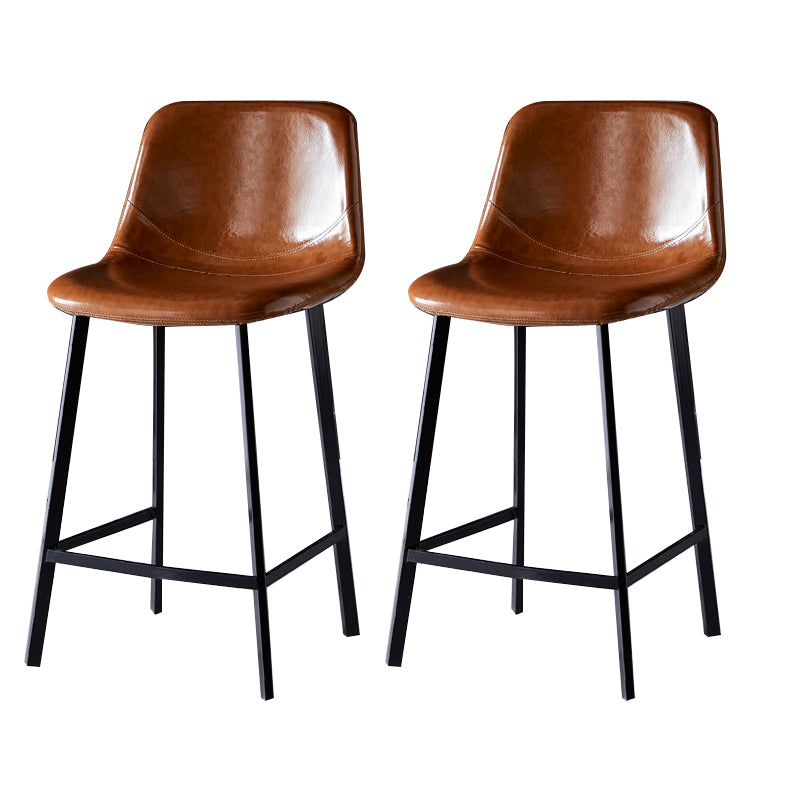 Contemporary Counter Stool Faux Leather Living Room Bar Stool with Metal Legs