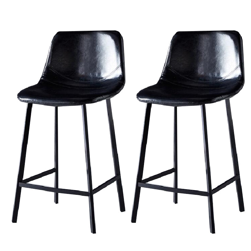 Contemporary Counter Stool Faux Leather Living Room Bar Stool with Metal Legs