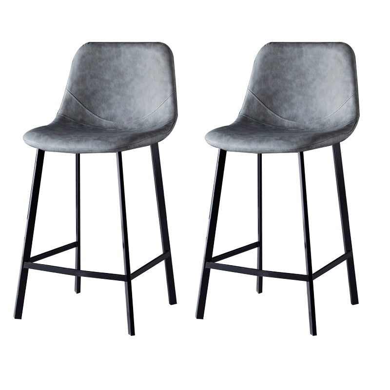 Contemporary Counter Stool Faux Leather Living Room Bar Stool with Metal Legs