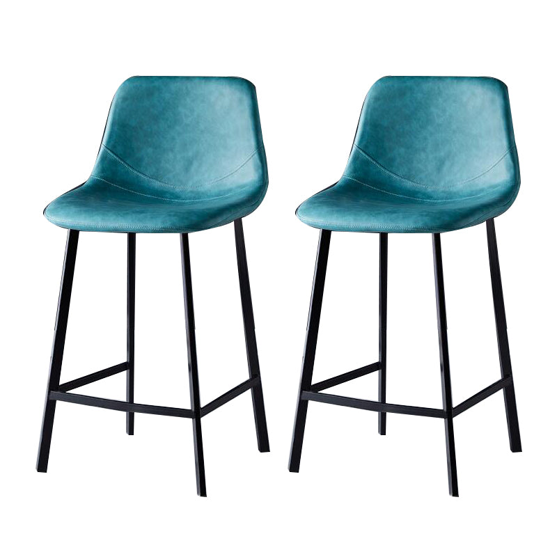 Contemporary Counter Stool Faux Leather Living Room Bar Stool with Metal Legs