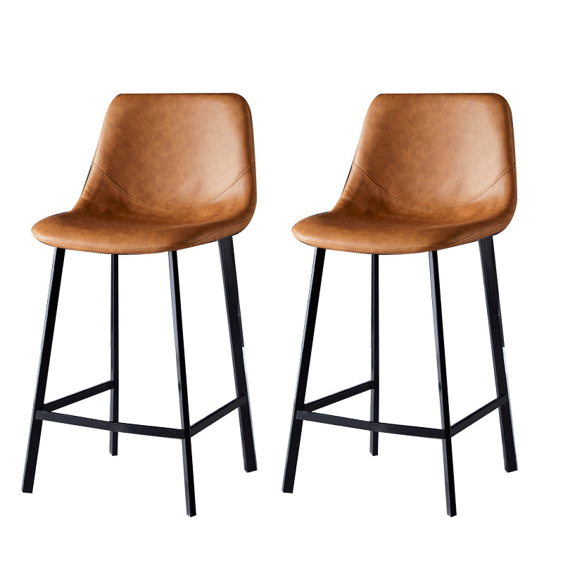 Contemporary Counter Stool Faux Leather Living Room Bar Stool with Metal Legs