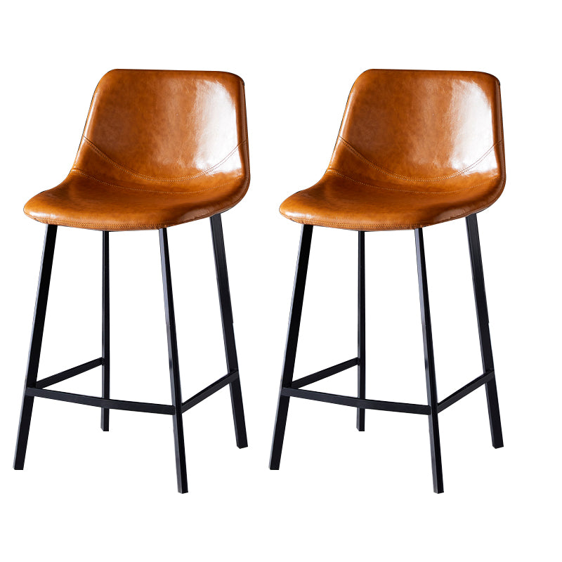 Contemporary Counter Stool Faux Leather Living Room Bar Stool with Metal Legs