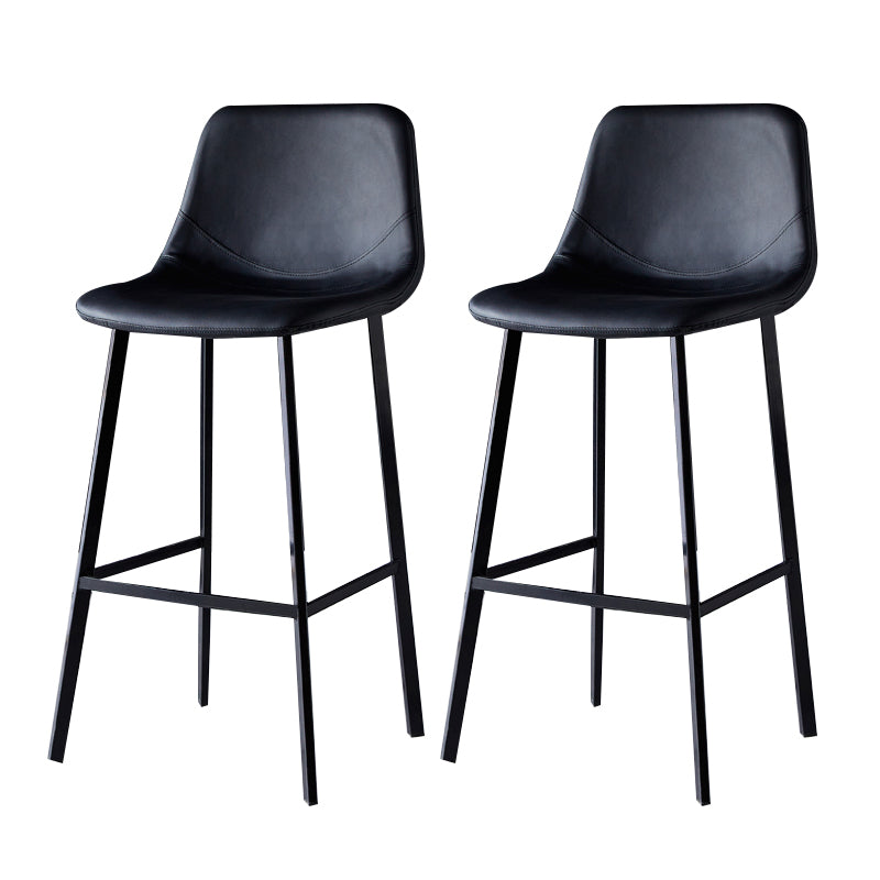 Contemporary Counter Stool Faux Leather Living Room Bar Stool with Metal Legs