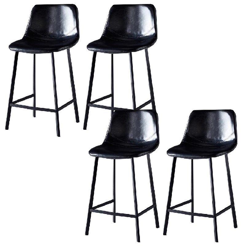 Contemporary Counter Stool Faux Leather Living Room Bar Stool with Metal Legs