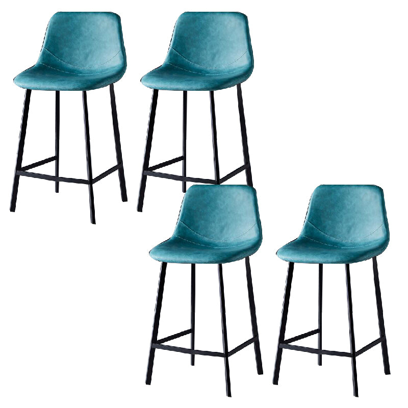 Contemporary Counter Stool Faux Leather Living Room Bar Stool with Metal Legs