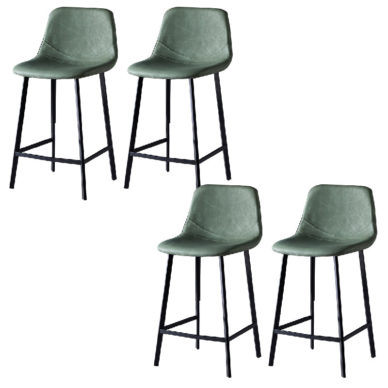 Contemporary Counter Stool Faux Leather Living Room Bar Stool with Metal Legs