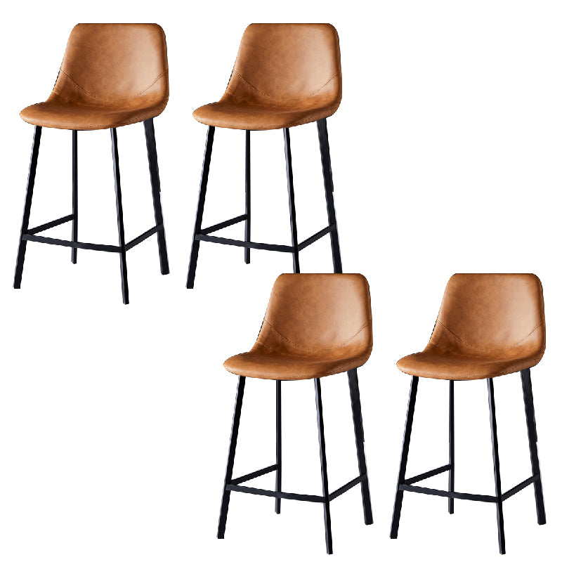 Contemporary Counter Stool Faux Leather Living Room Bar Stool with Metal Legs
