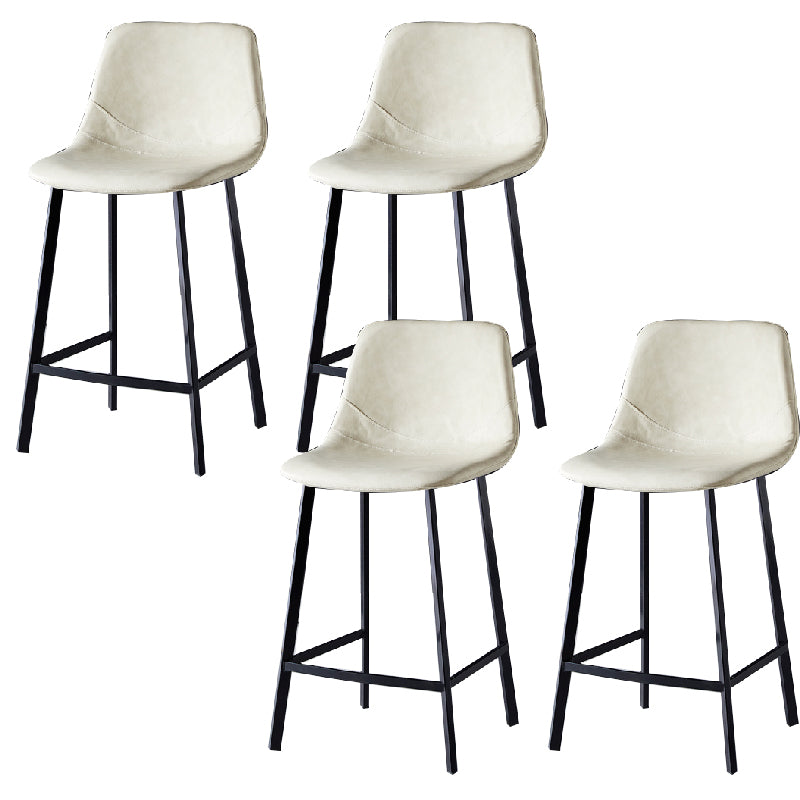 Contemporary Counter Stool Faux Leather Living Room Bar Stool with Metal Legs