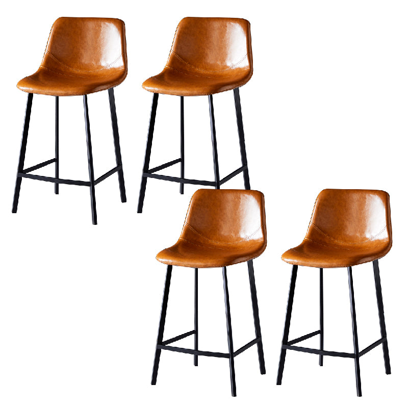 Contemporary Counter Stool Faux Leather Living Room Bar Stool with Metal Legs