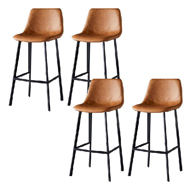 Contemporary Counter Stool Faux Leather Living Room Bar Stool with Metal Legs