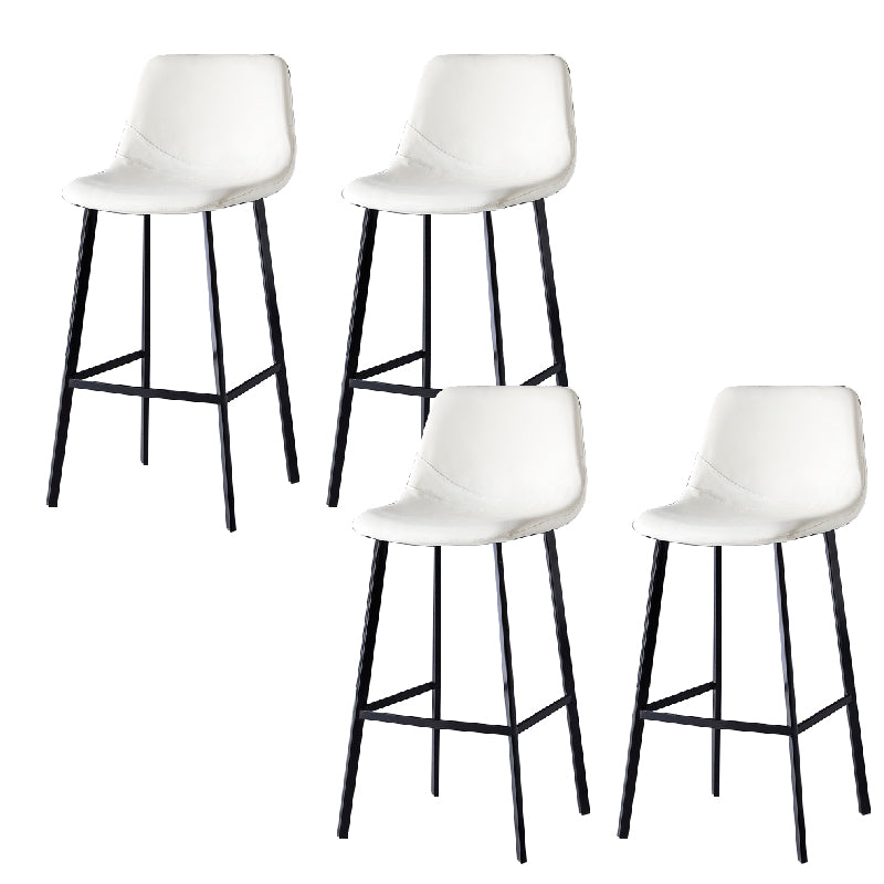 Contemporary Counter Stool Faux Leather Living Room Bar Stool with Metal Legs