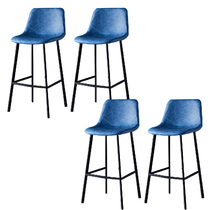 Contemporary Counter Stool Faux Leather Living Room Bar Stool with Metal Legs