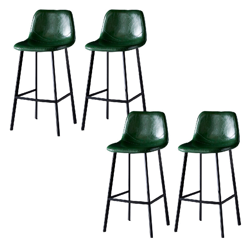 Contemporary Counter Stool Faux Leather Living Room Bar Stool with Metal Legs